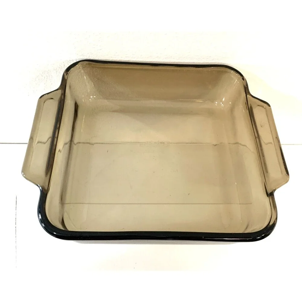 Vintage Anchor Oven Baking Dish 8x8x2.25 Inch 2 Quart Amber Casserole Pan Pyrex